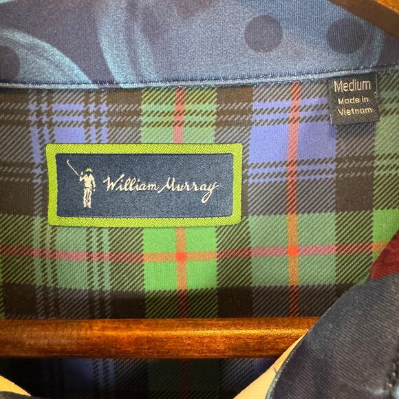 William Murray Men’s M Golf Polo Shirt Blue Bowling Rose Stretch Performance - Picture 3 of 12